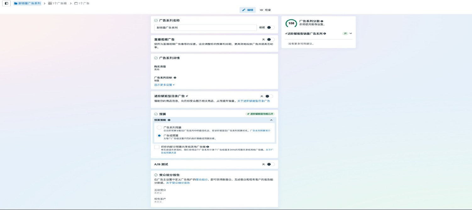 Meta 广告系列后台配置截图